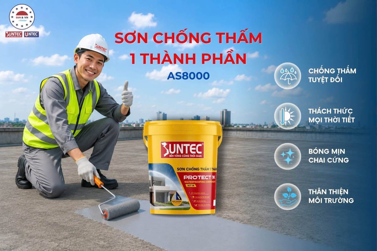 Sơn chống thấm 1 thành phần Suntec AS8000 – Giải pháp chống thấm cho công trình bền đẹp